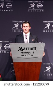 NEW YORK-DEC 8: Texas A&M Quarterback Johnny Manziel Is The Winner Of The 2012 Heisman Trophy At The Marriott Marquis On December 8, 2012 In New York City.