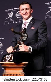 NEW YORK-DEC 8: Texas A&M Quarterback Johnny Manziel Is The Winner Of The 2012 Heisman Trophy At The Marriott Marquis On December 8, 2012 In New York City.