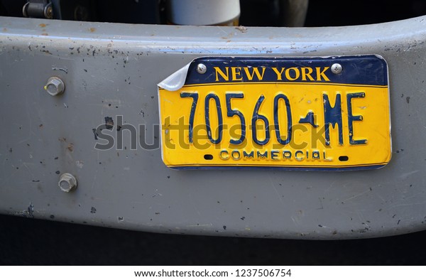 New
York/Manhattan/USA - 29 September 2018: car registration number
plates.                             

