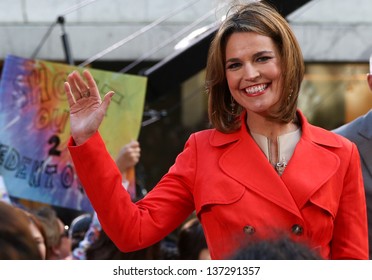 NEW YORK-MAY 3: Journalist Savannah Guthrie On The Today Show At Rockefeller Plaza On May 3, 2013 In New York City. 