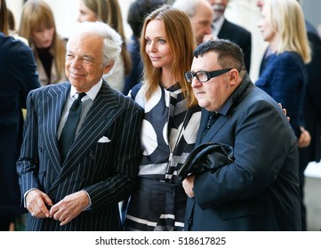 NEW YORK-MAY 5: (L-R) Ralph Lauren, Stella McCartney And Alber Elbaz At The Anna Wintour Costume Center Grand Opening At The Metropolitan Museum Of Art On May 5, 2014 In New York City.