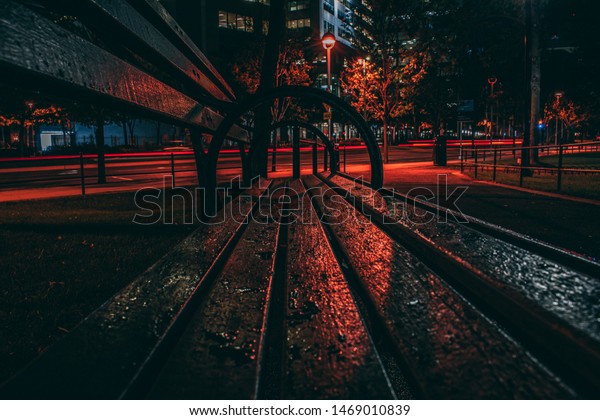 New Yorknew Jersey Views Park Bench Stock Photo Edit Now 1469010839