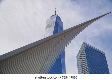 New York,NY - Nov 25,2017:View Of The Freedom Tower With The Oculus Fin.JPG