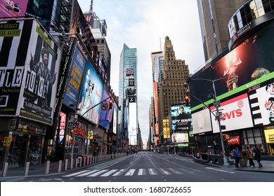 New York/United States- 03.22.2020
Abandoned Times Square At Quarantine Time In New York City