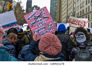 New York/USA - 01/19/18 - Participants And Signs From The Women's March 2019