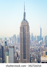 NEW YORK,USA- AUGUST 15,2015 : The Empire State Building And The Manhattan Skyline In New York City