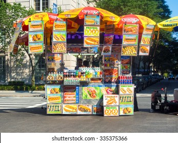 NEW YORK,USA - AUGUST 18,2015 : Fast Food Stand In New York City