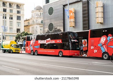 New Zealand, Auckland, January 13, 2016: Big Passenger Buses On A Street In Auckland