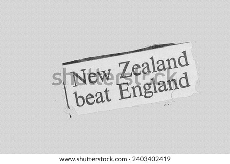 New Zealand beat England - news story from 1973 UK newspaper headline article title pencil sketch