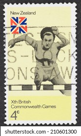 NEW ZEALAND - CIRCA 1974: A Cancelled Postage Stamp From New Zealand Illustrating Xth Commonwealth Games, Issued In 1974.