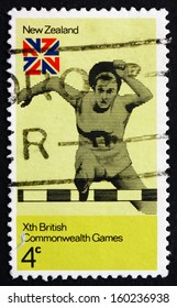 NEW ZEALAND - CIRCA 1974: A Stamp Printed In The New Zealand Shows Hurdles, 10th British Commonwealth Games, Christchurch, Circa 1974