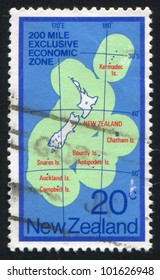 NEW ZEALAND - CIRCA 1978: Stamp Printed By New Zealand, Shows Map Of New Zealand Exclusive Economic Zone, Circa 1978