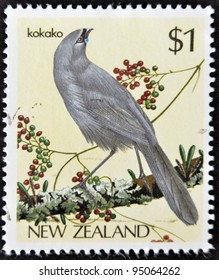 NEW ZEALAND - CIRCA 1985: stamp printed in New Zealand shows bird, Kokako, circa 1993.
