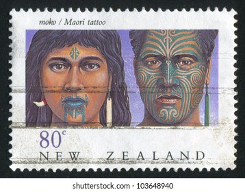 NEW ZEALAND - CIRCA 1990: Stamp Printed By New Zealand, Shows Maori Tattoo, Circa 1990