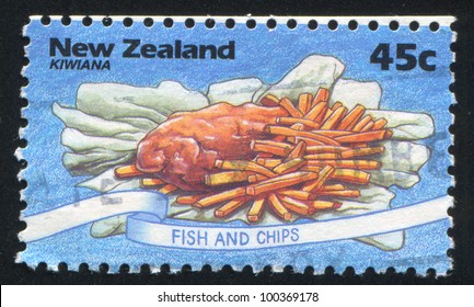 NEW ZEALAND - CIRCA 1994: stamp printed by New Zealand, shows Fish and Chips, circa 1994