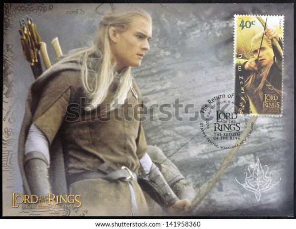 NEW ZEALAND - CIRCA 2003: stamp printed by New Zealand, shows Legolas Shooting with Bow in Lord of Rings Trilogy, circa 2003
