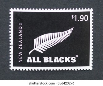 NEW ZEALAND - CIRCA 2010: a postage stamp printed in New Zealand commemorative of the All Blacks the New Zealand national rugby union team, circa 2010. 