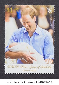 NEW ZEALAND - CIRCA 2013: A Postage Stamp Printed In New Zealand  Commemorative Of Prince George Birth The First Child Of Prince William And Kate Middleton, Circa 2013. 