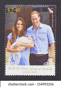 NEW ZEALAND - CIRCA 2013: A Postage Stamp Printed In New Zealand  Commemorative Of Prince George Birth The First Child Of Prince William And Kate Middleton, Circa 2013. 