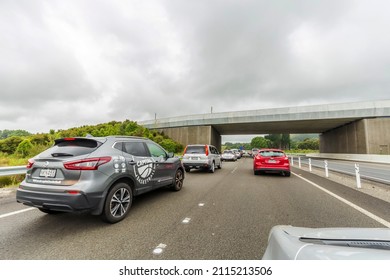 New Zealand - December 12, 2021: Bad Traffic In State Highway 1 Going To The North Of New Zealand