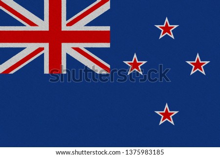 New Zealand fabric flag. Patriotic background. National flag of New Zealand