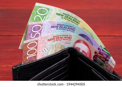 New Zealand Money In The Black Wallet