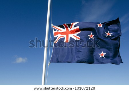 New Zealand national flag. No people. Copy space