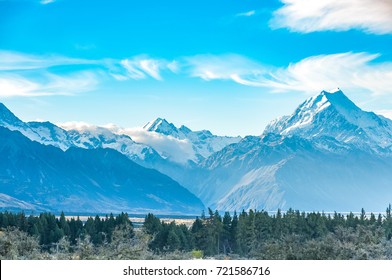 New Zealand scenic mountain landscape shot at Mount Cook National Park. - Shutterstock ID 721586716