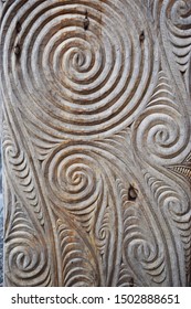 New Zealand wooden Maori carving close up detail