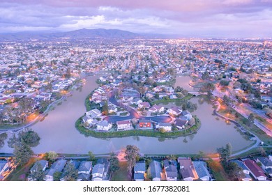 Newark, California from Above in the Evening