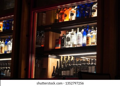 Newark, California / United States - March 28th, 2019: Outdoor Wall Of Alchohol. 