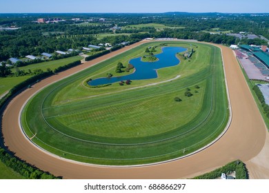 NEWARK, DE, USA - JUNE 28, 2017: Aerial Image Of The Delaware Park And Race Track