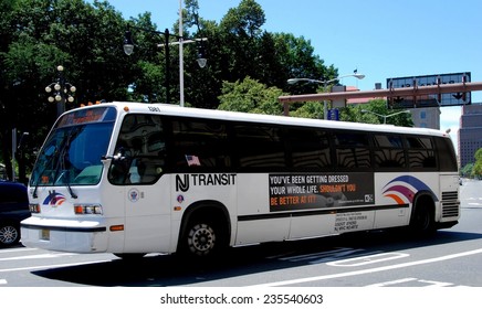 Newark, New Jersey - July 18, 2012:  A NJ Transit System Bus On Washington Street