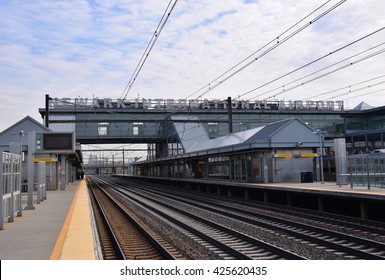 NEWARK, NEW JERSEY, USA - APRIL 25, 2016: Newark Liberty International Airport train station
