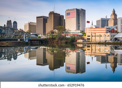 Newark, New Jersey, USA skyline on the Passaic River.