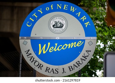 Newark, NJ –May 27, 2022: City Of Newark Welcome Mayor Ras J. Baraka Sign