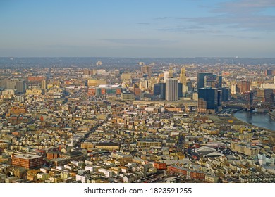 NEWARK, NJ -6 JAN 2020- Aerial view of the city of Newark, the largest town in New Jersey.
