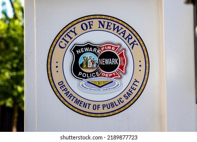 Newark, NJ - August 13, 2022: City Of Newark ,Department Of Public Safety,Newark Police,Fire Newark Dept ,Newark Office Of Emergency Management And Homeland Security And Preparedness. Sign
