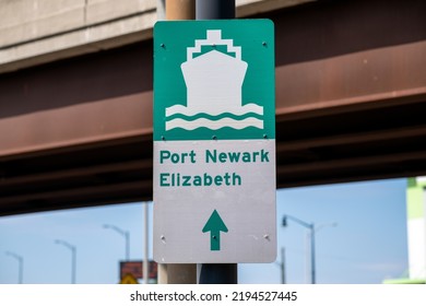 
Newark, NJ - August 20, 2022: Port Newark Elizabeth Sign
