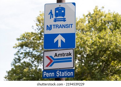 Newark, NJ - August 20, 2022: NJ Transit,Amtrak,Penn Station Sign
