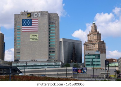 Newark, NJ - June 28 2020: View Of Skyscrapers In Downtown Newark