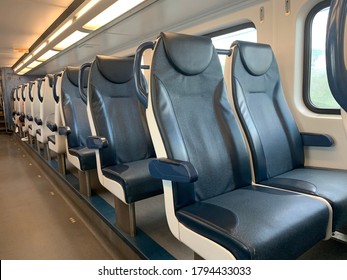 Newark, NJ/ USA - July 27, 2020: Empty New Jersey Transit Train During Covid-19 Pandemic Phase 4