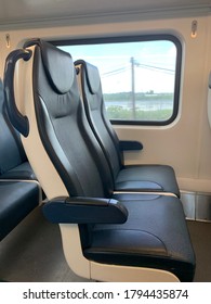 Newark, NJ/ USA - July 27, 2020: Empty New Jersey Transit Train During Covid-19 Pandemic Phase 4