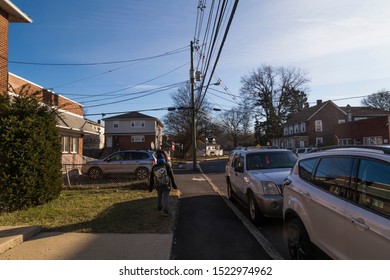 NEWARK, NJ, USA - MAY 7, 2019: Street, Neighborhood In, Roselle, New Jersey, USA.Roselle, NJ, USA - MAY 7, 2019: Street, Neighborhood In, Roselle, New Jersey, USA.