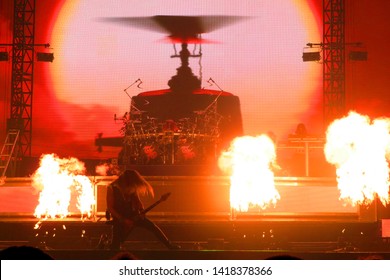 Newark, NJ/USA - December 22, 2019: Concerts By The Band Trans-Siberian Orchestra Involve Elaborate Stage Sets, Pyrotechnics, And Stunning Visual Effects.