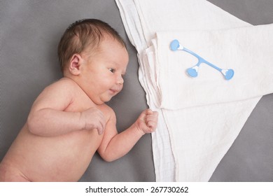 Newborn Baby Boy By The Cloth Diapers