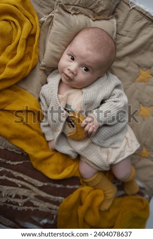 Similar – Image, Stock Photo The little boy are laying at the hammock and happy