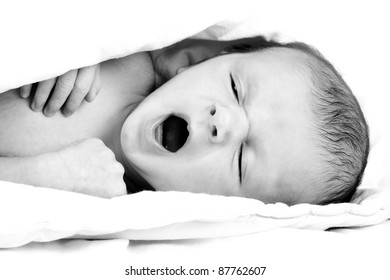 Newborn Baby Boy Yawning