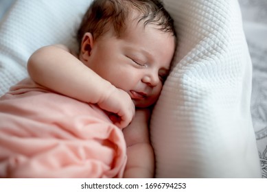 Newborn Baby In Cocoon Crib
