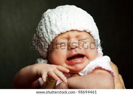 Similar – Image, Stock Photo Baby girl crying because wants pacifier